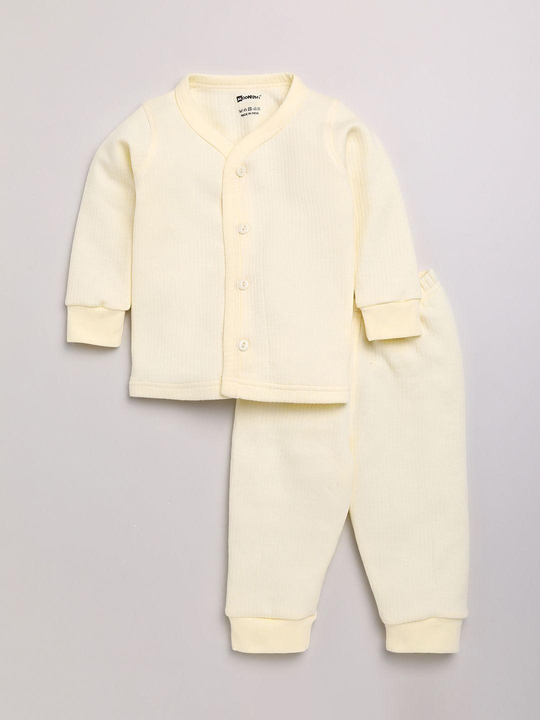moonkids boys yellow solid cotton thermal set