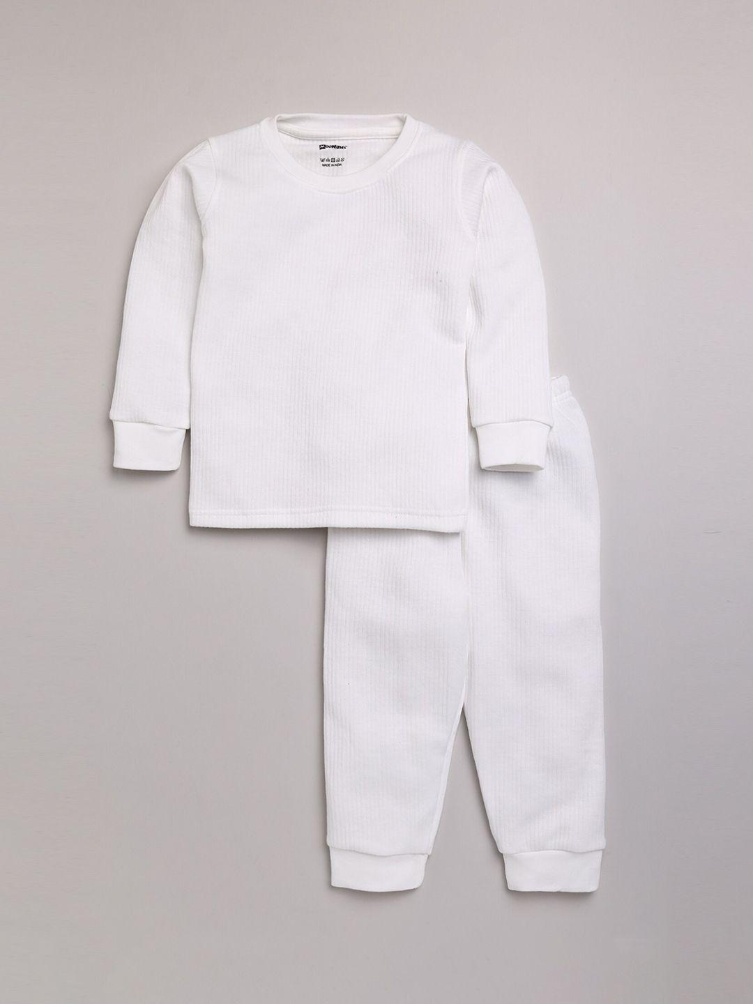 moonkids infant boys white solid thermal set