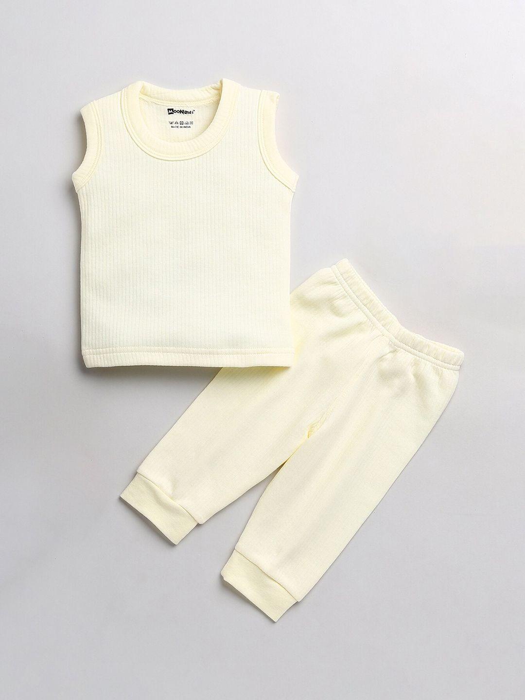 moonkids kids boys yellow solid sleeveless thermal set