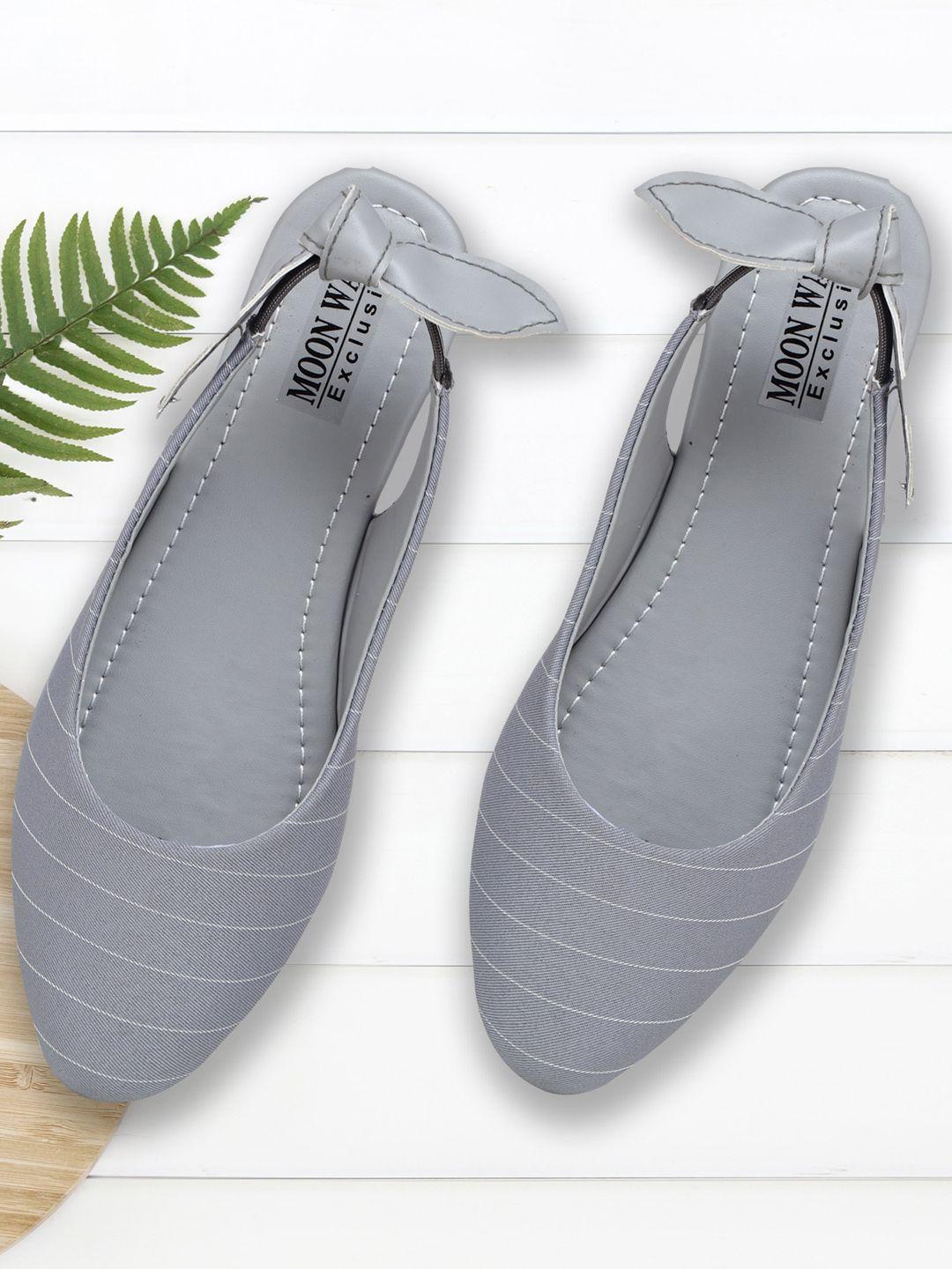 moonwalk women grey striped mules with bows flats
