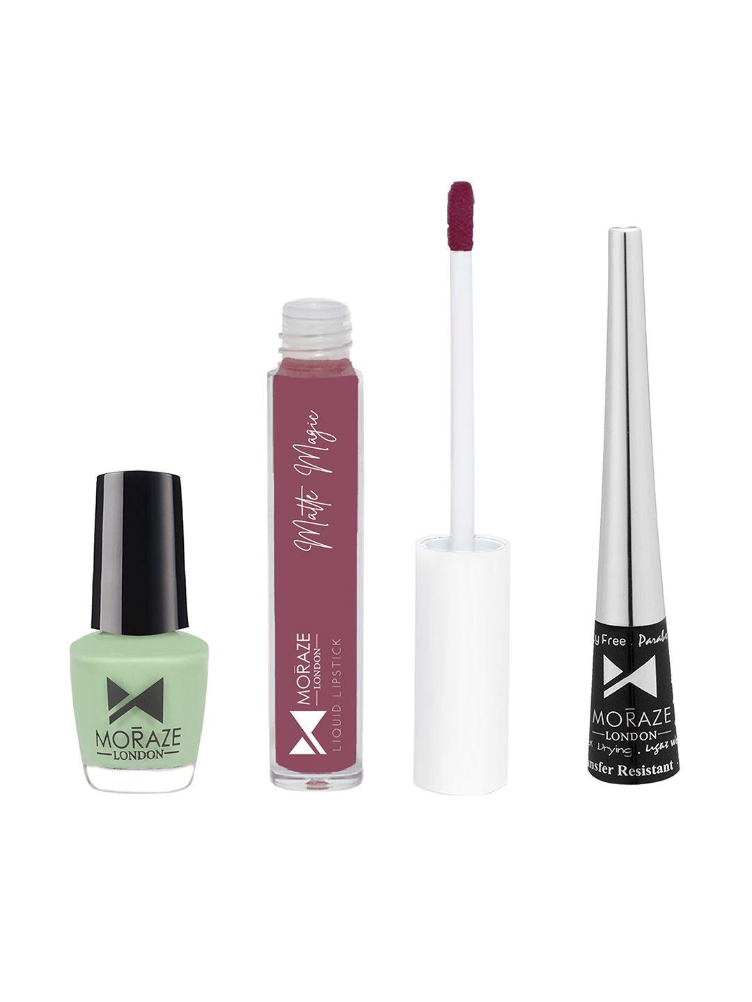 moraze nail polish (crystal), eyeliner, & liquid lipstick (pinky promise) combo