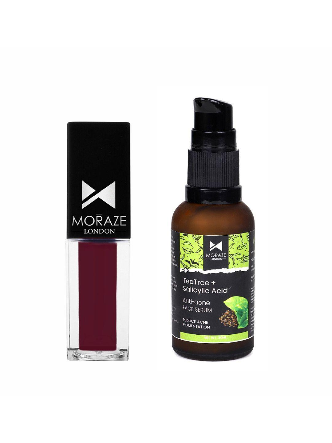 moraze set of tea tree+salicylic acid face serum 30ml & mini matte lipstick - last friday