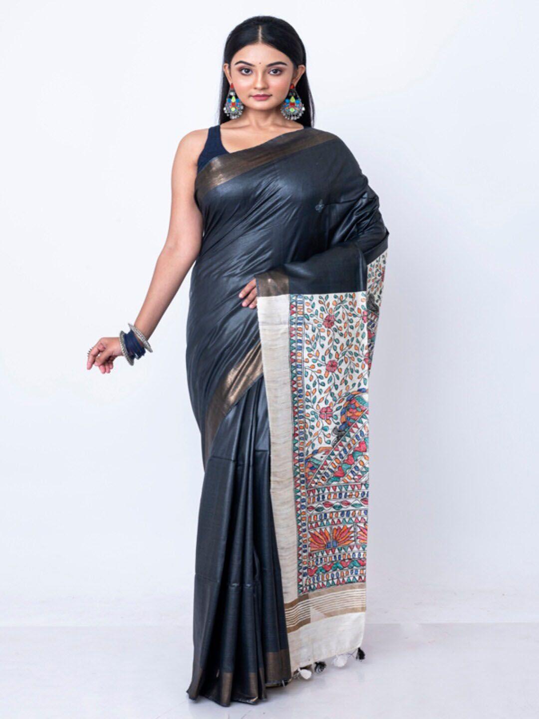 morchari ethnic motifs printed zari saree