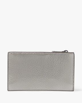 morgan bow embellished metallic small slim bi-fold wallet