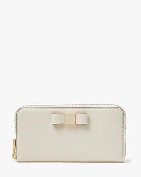 morgan bow embellished zip-around continental wallet
