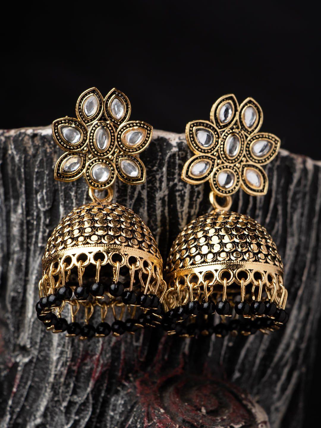 morkanth jewellery black contemporary jhumkas earrings