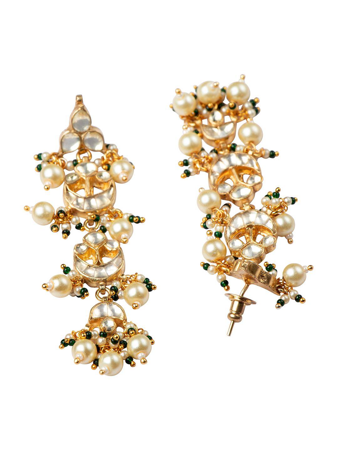 morkanth jewellery off-white & gold-plated kundan handcrafted contemporary studs