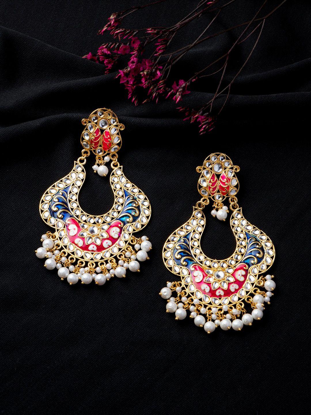 morkanth jewellery pink contemporary chandbali earrings