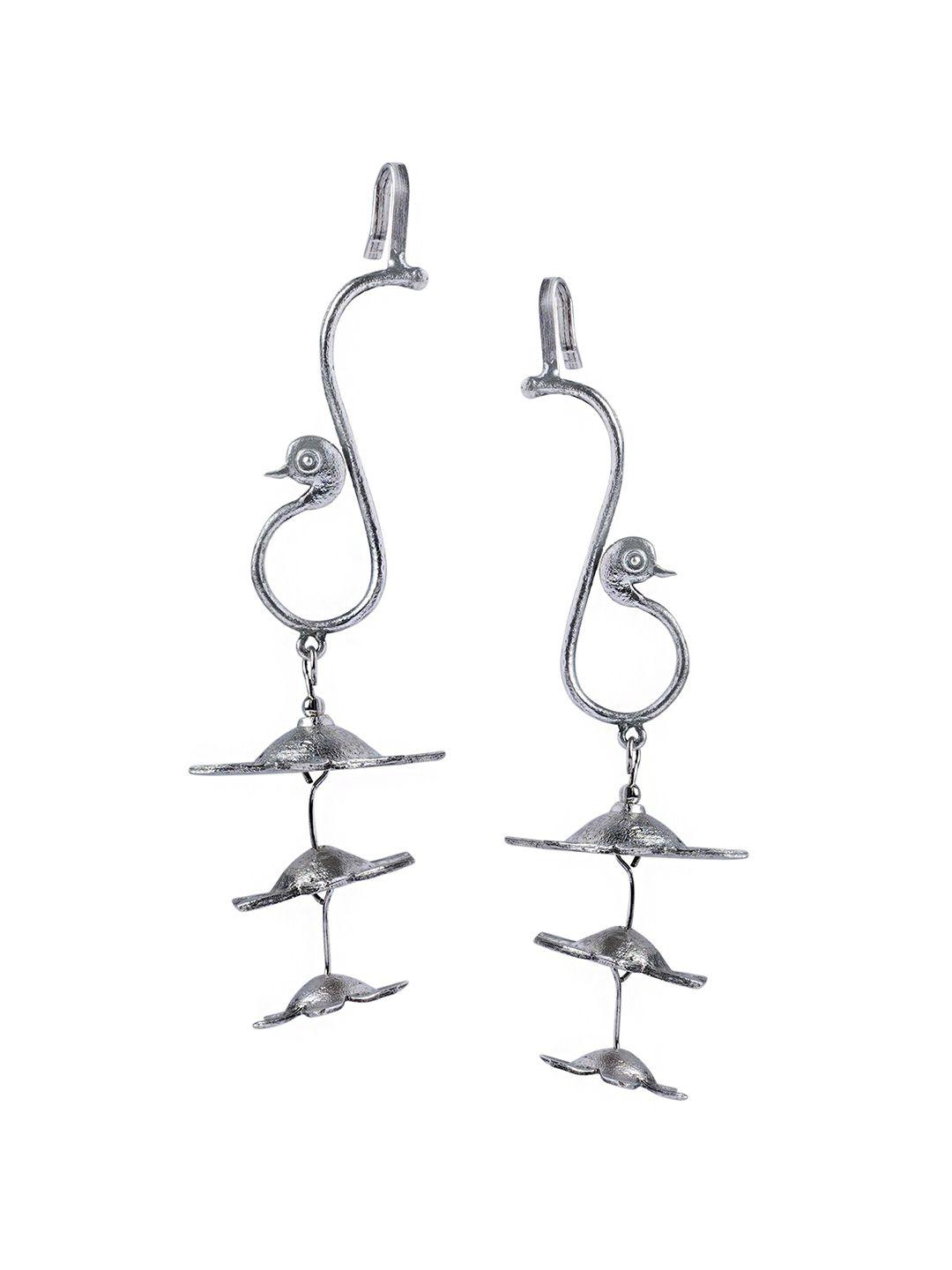 morkanth jewellery silver-toned contemporary drop earrings