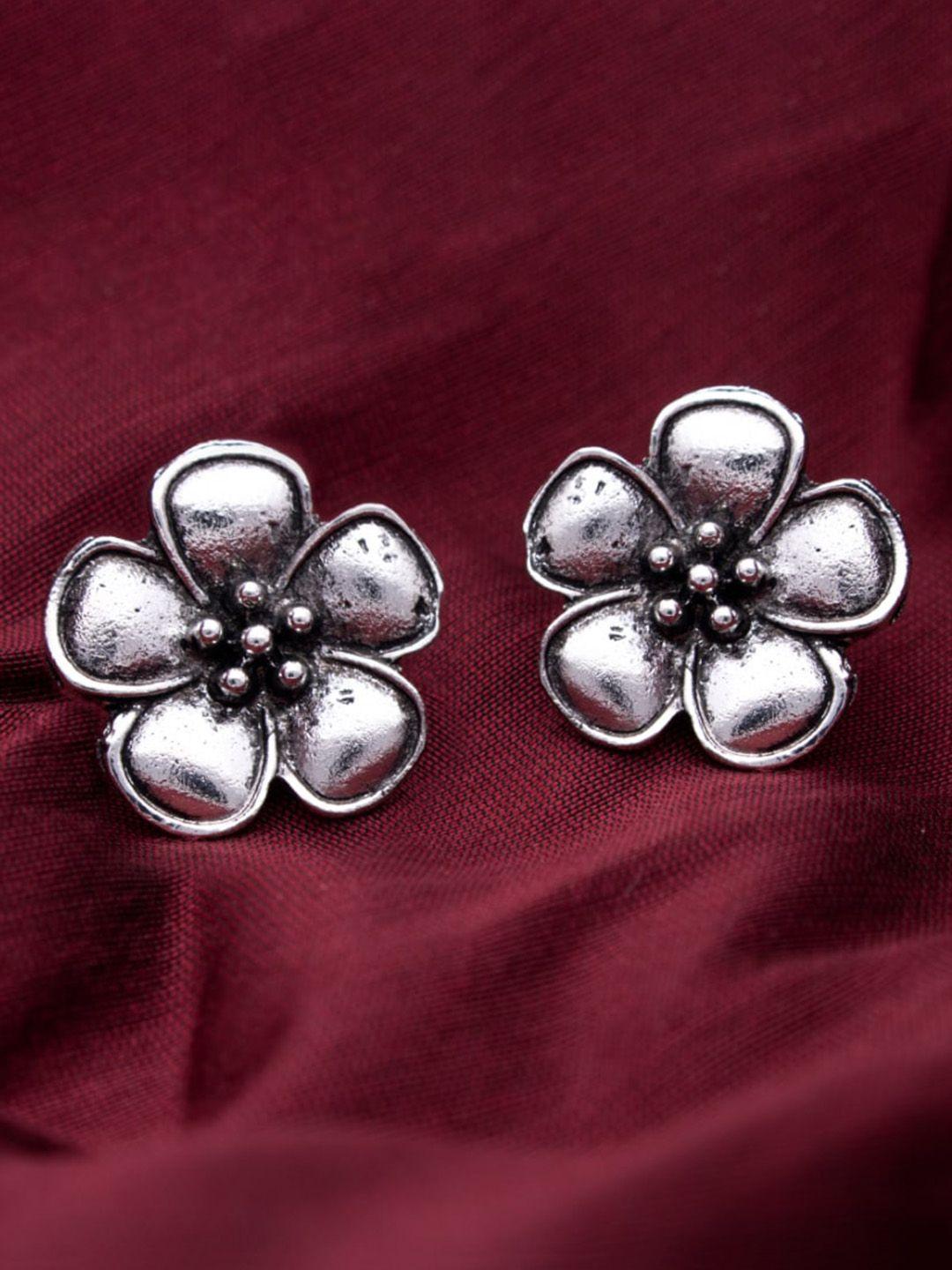 morkanth jewellery silver-toned contemporary studs earrings