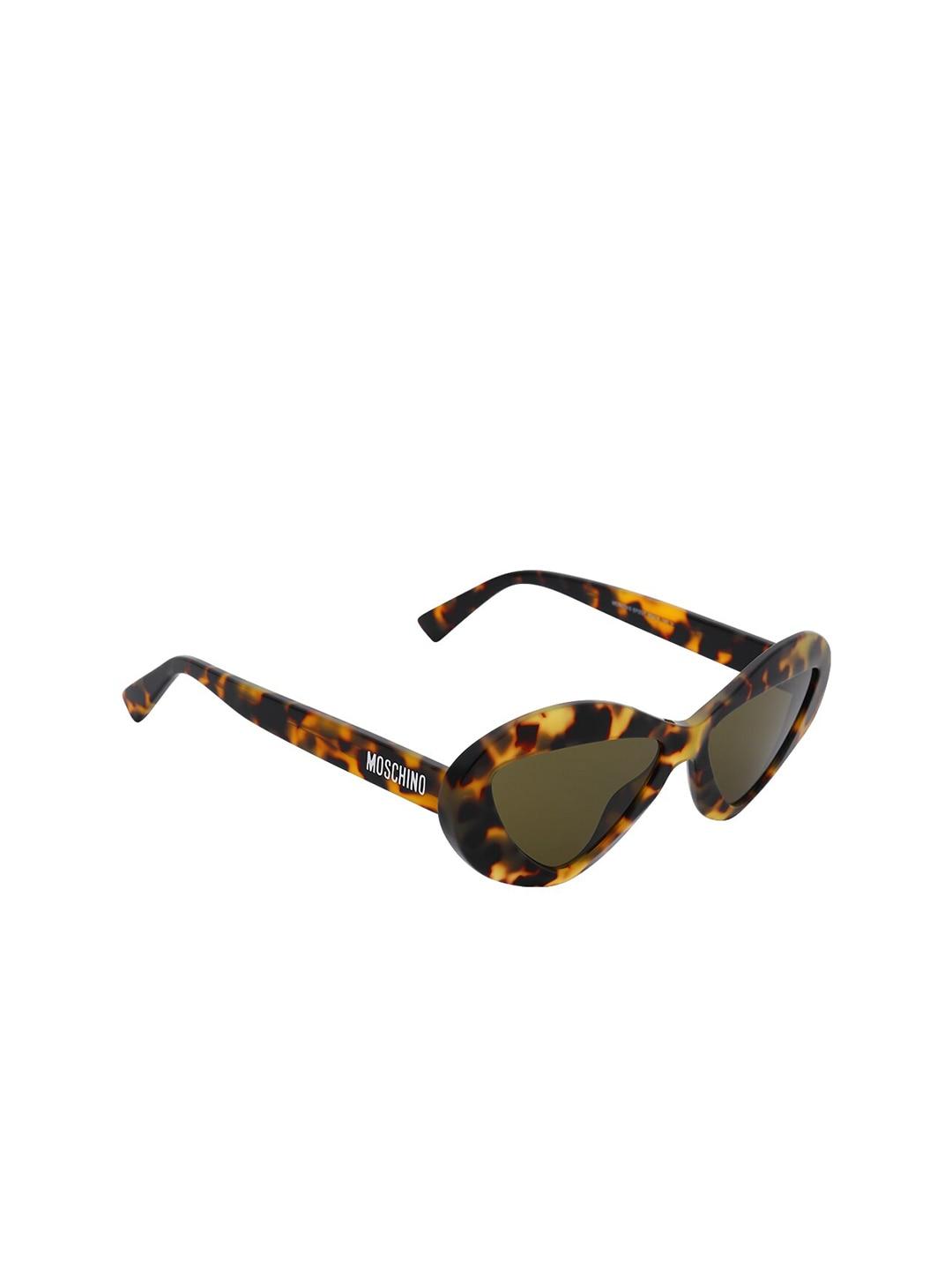 moschino women green lens & yellow cateye sunglasses with uv protected lens