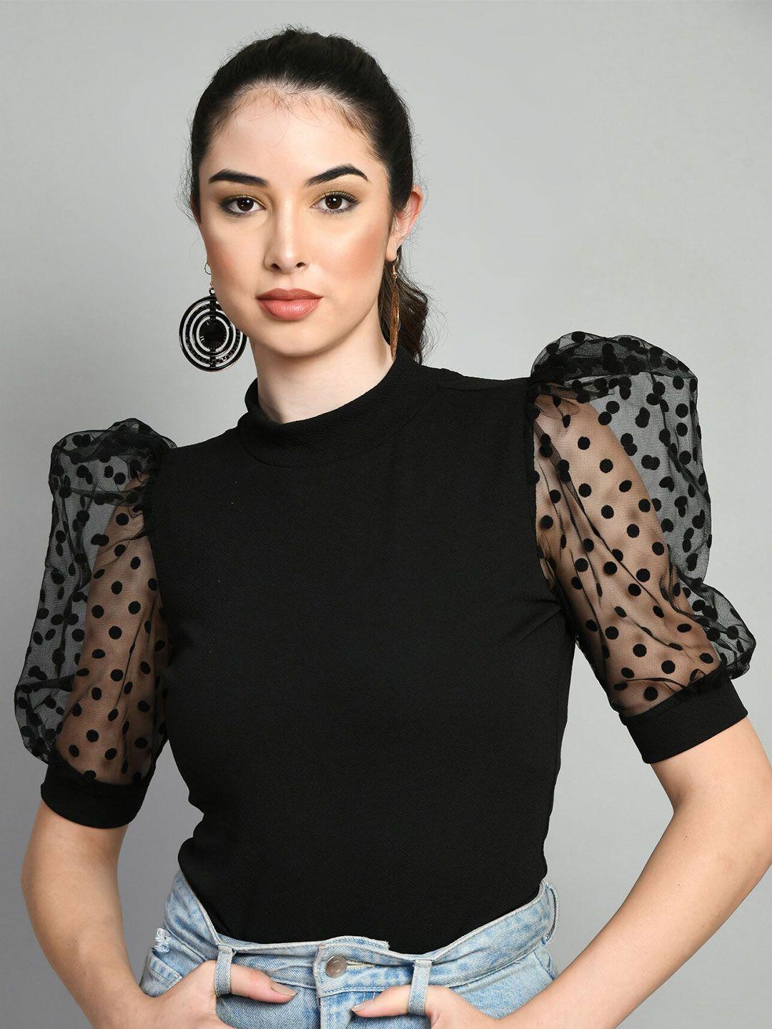 moshe high neck puff sleeves top