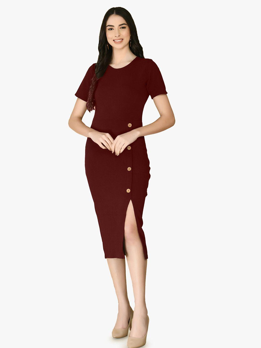 moshe high slit bodycon midi dress