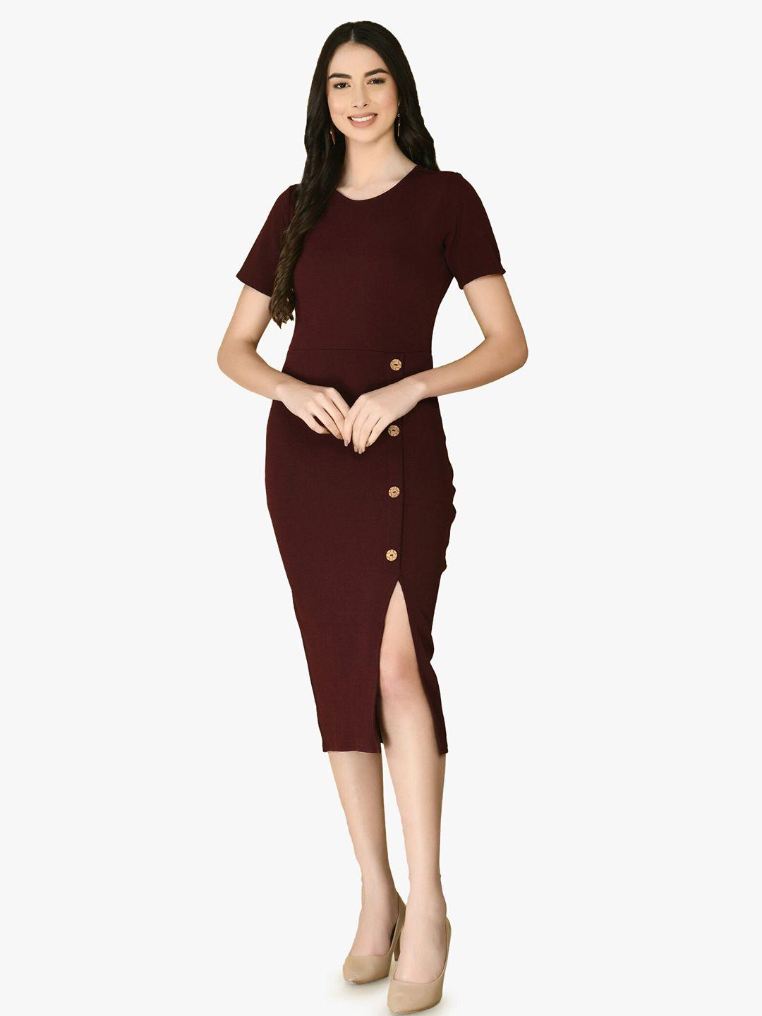 moshe high slit bodycon midi dress