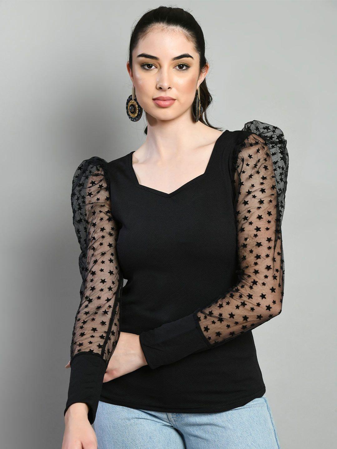 moshe sweetheart neck puff sleeves top