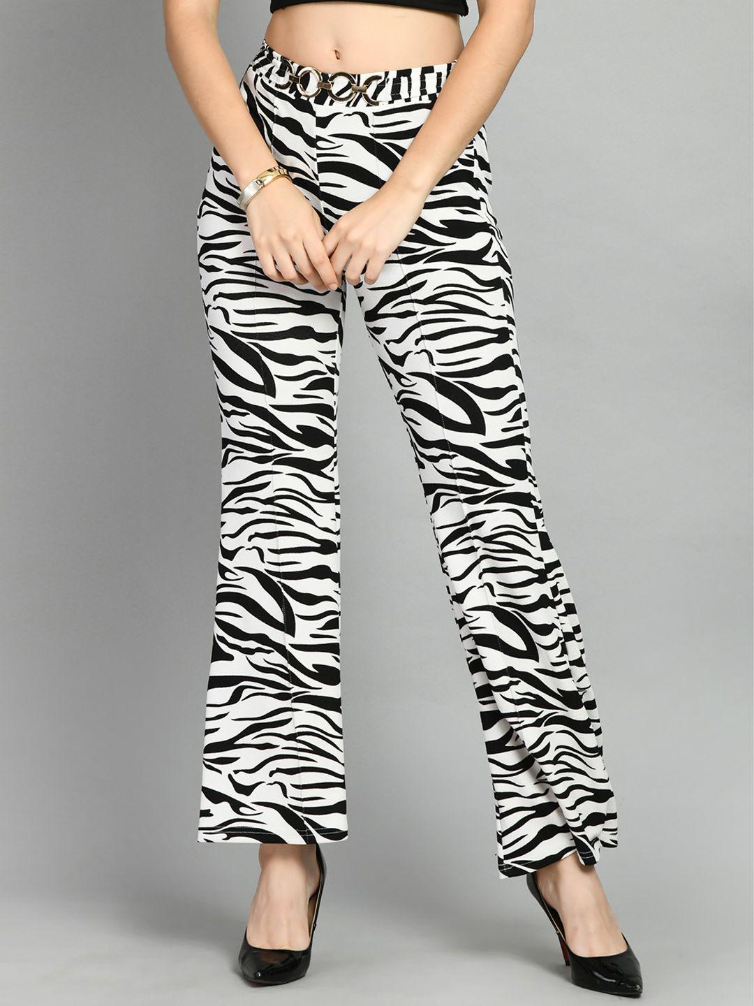 moshe women animal printed high-rise bootcut trousers