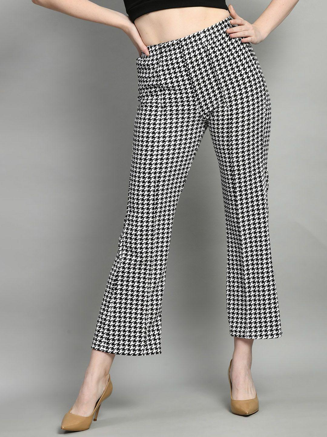 moshe women checked relaxed fit high-rise trousers