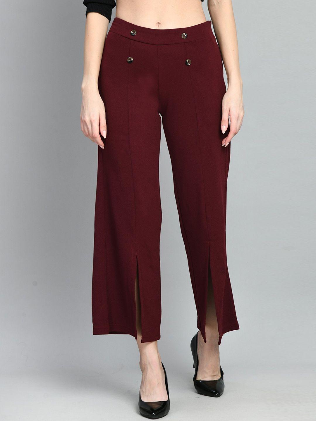 moshe women relaxed high-rise bottom slit trousers