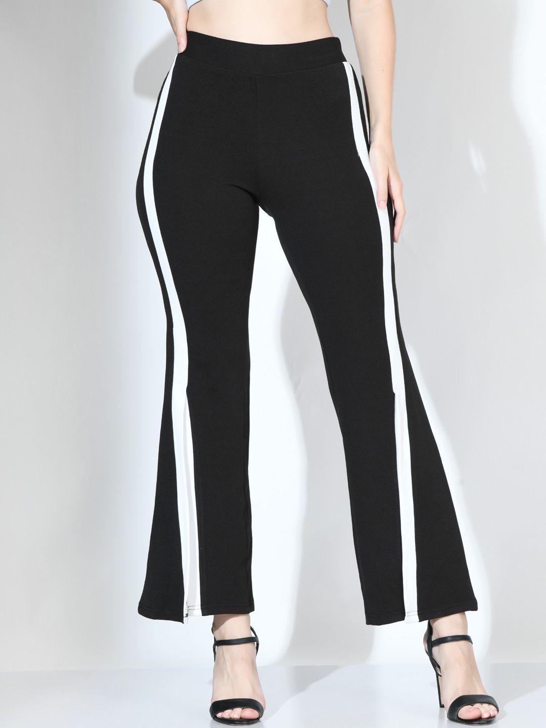 moshe women striped high-rise bootcut trousers