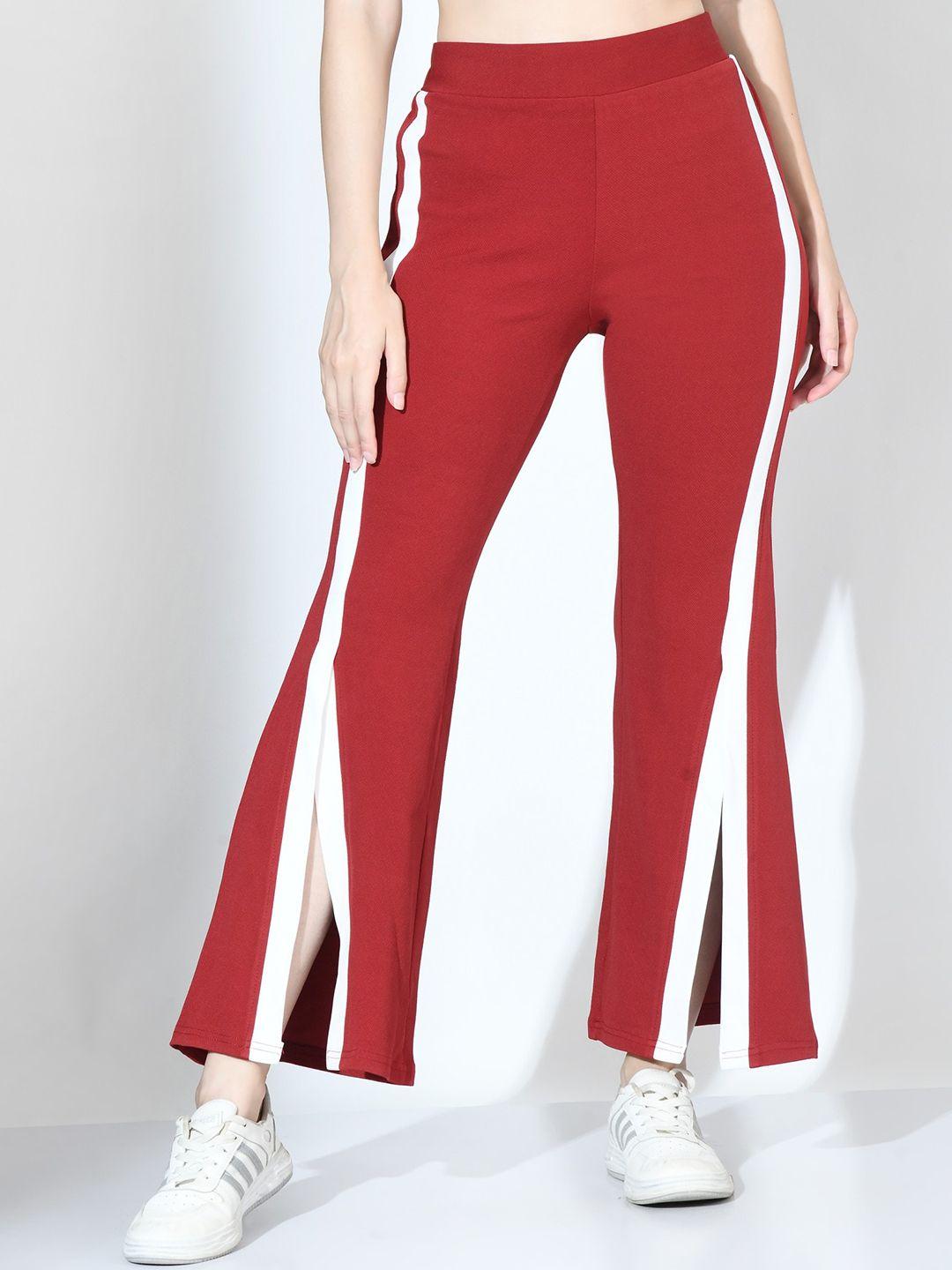 moshe women striped high-rise bootcut trousers