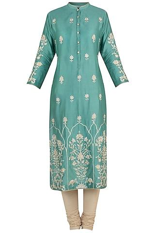 moss green embroidered tunic