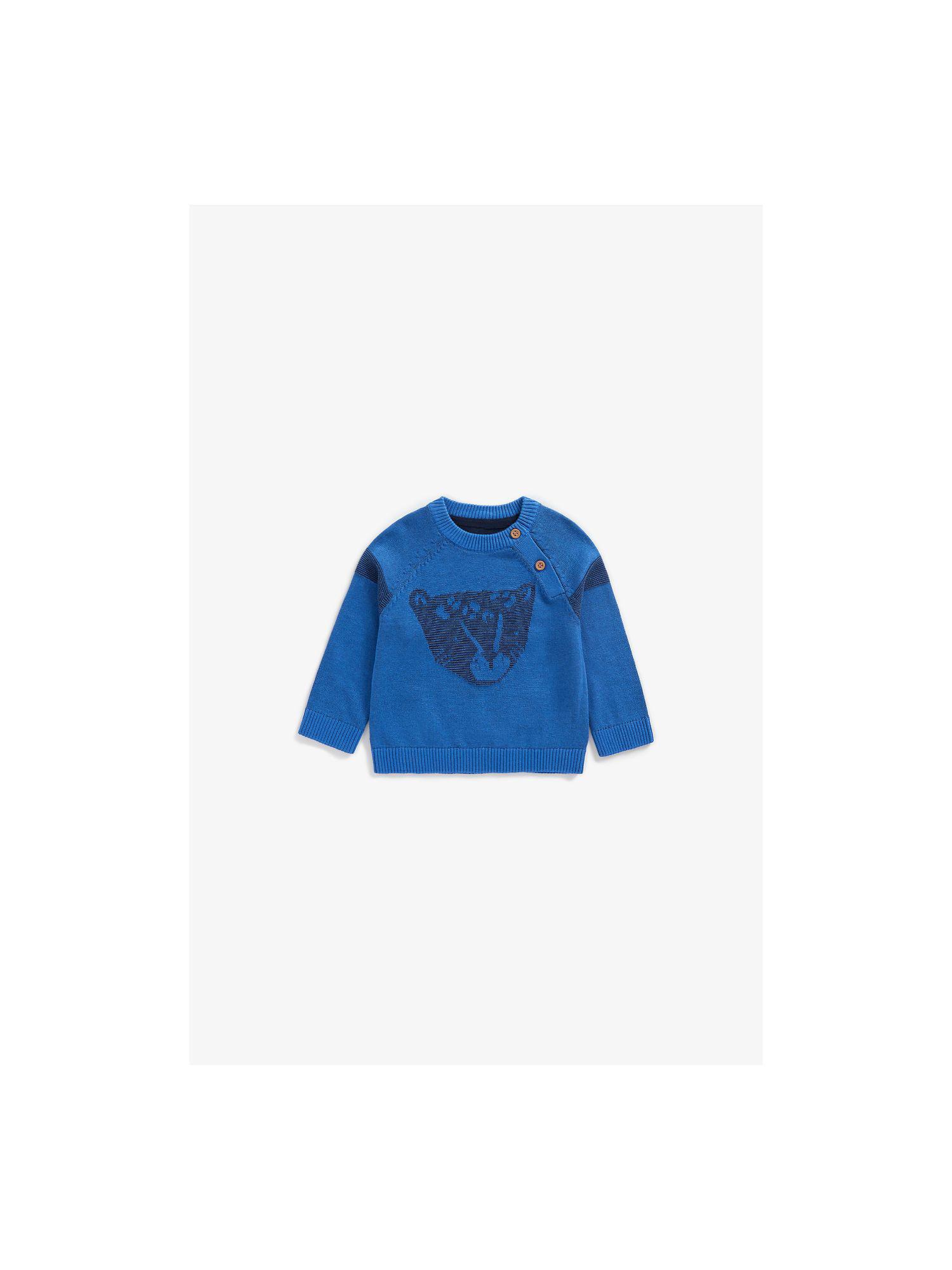 mother care mb cm blue leopard face knit sweater