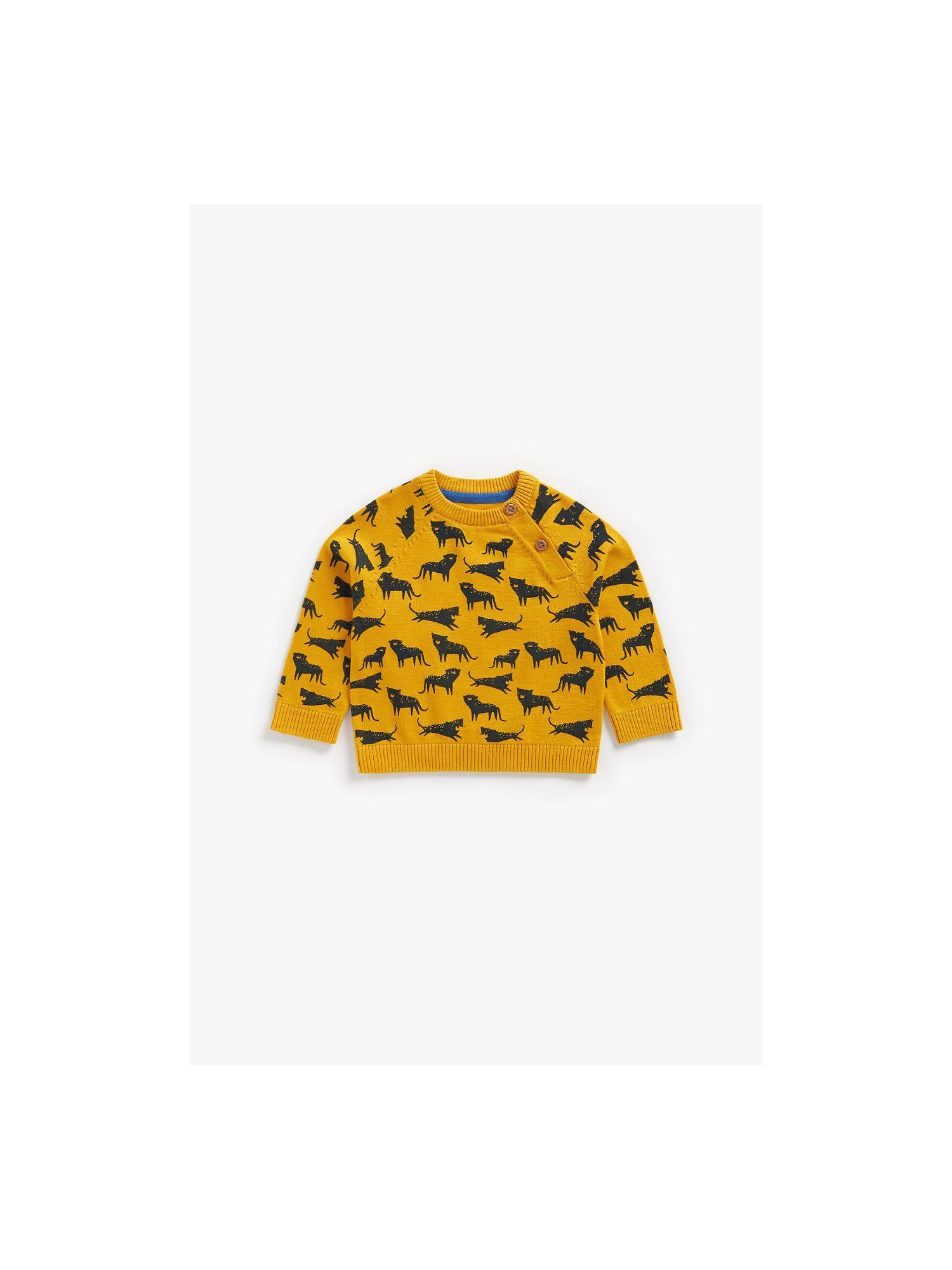 mother care mb cm mustard aop knit sweatshirt