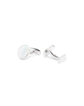 mother-of-pearl inserted round cufflinks