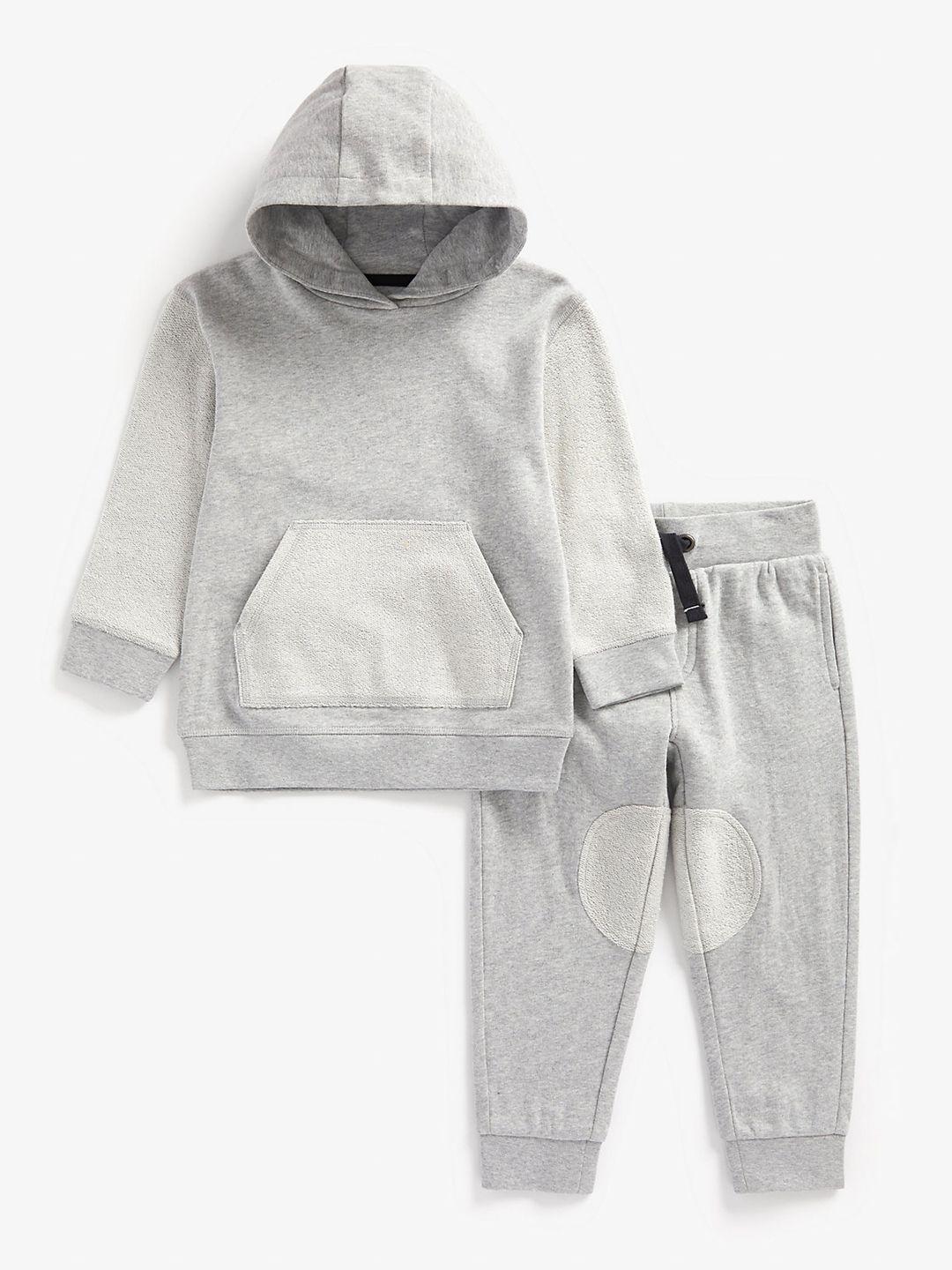mothercare boys grey melange solid pullover and joggers