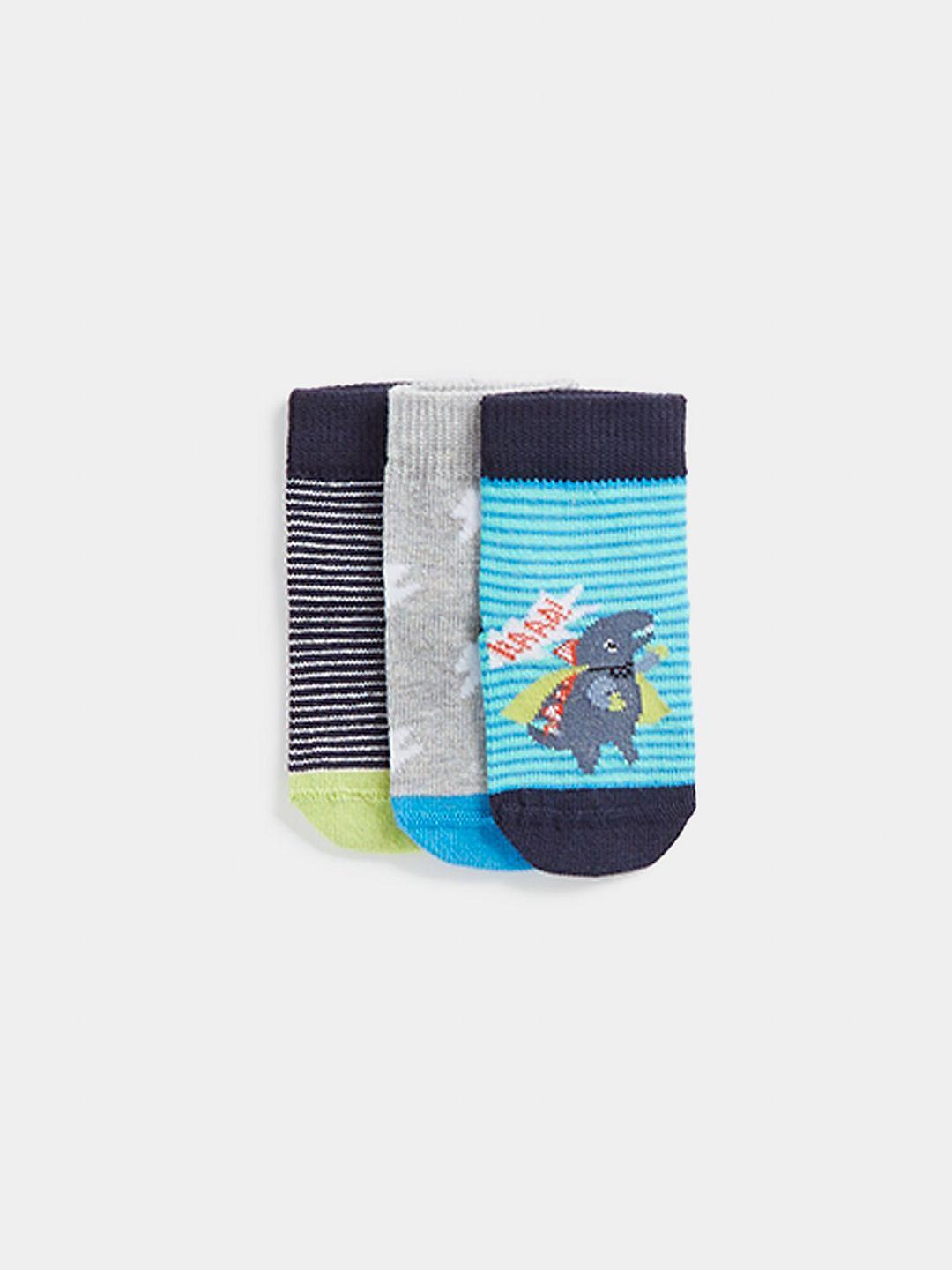 mothercare boys pack of 3 printed ankle-length socks