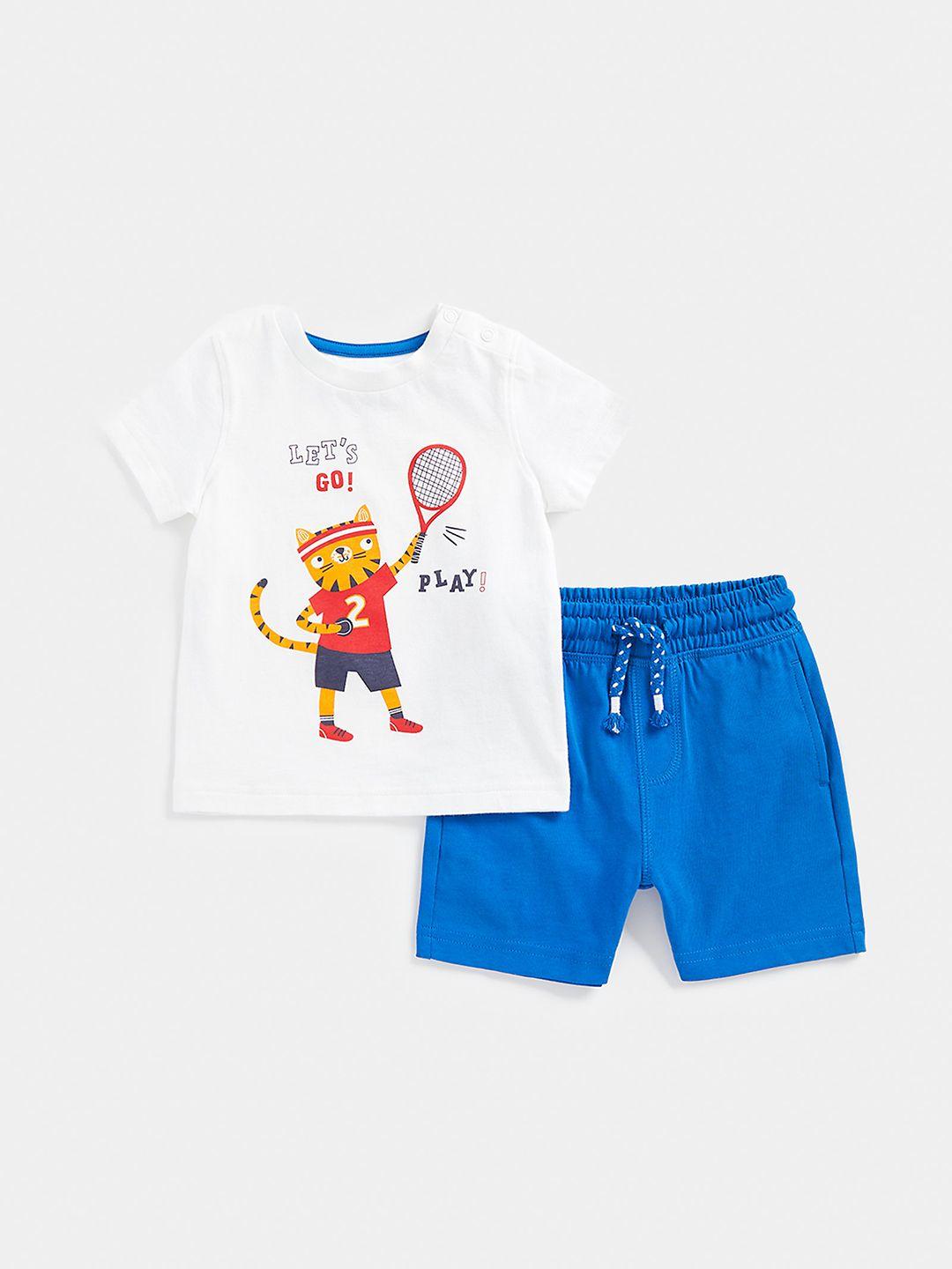 mothercare boys printed pure cotton t-shirt with shorts