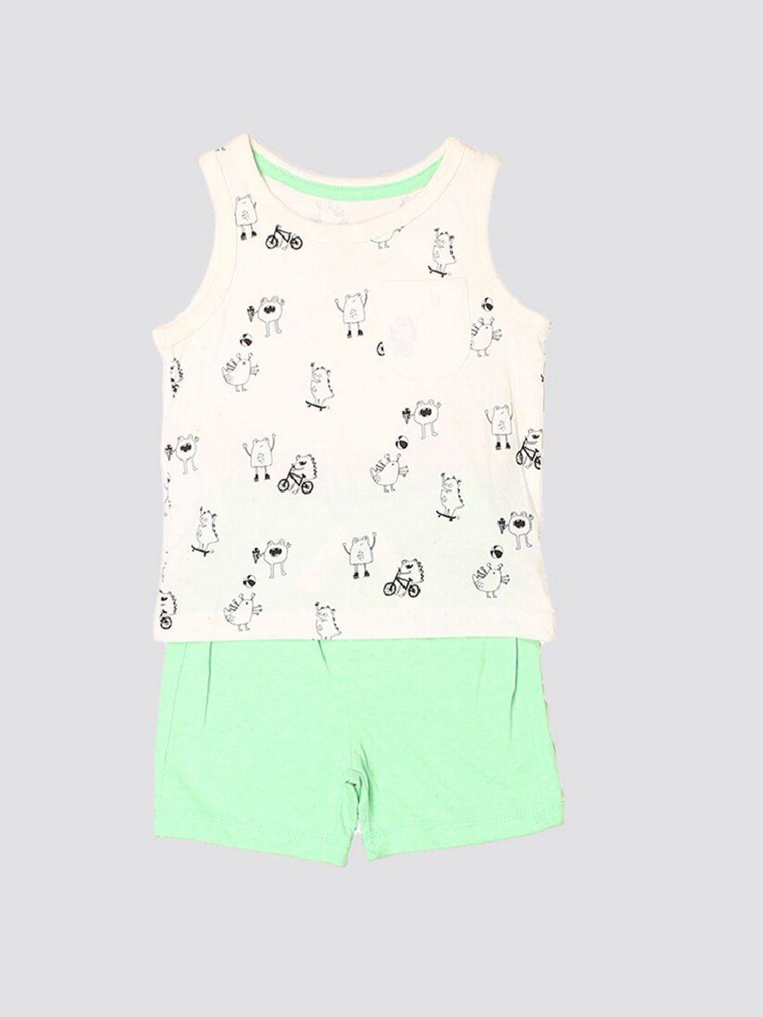 mothercare boys printed pure cotton t-shirt with shorts