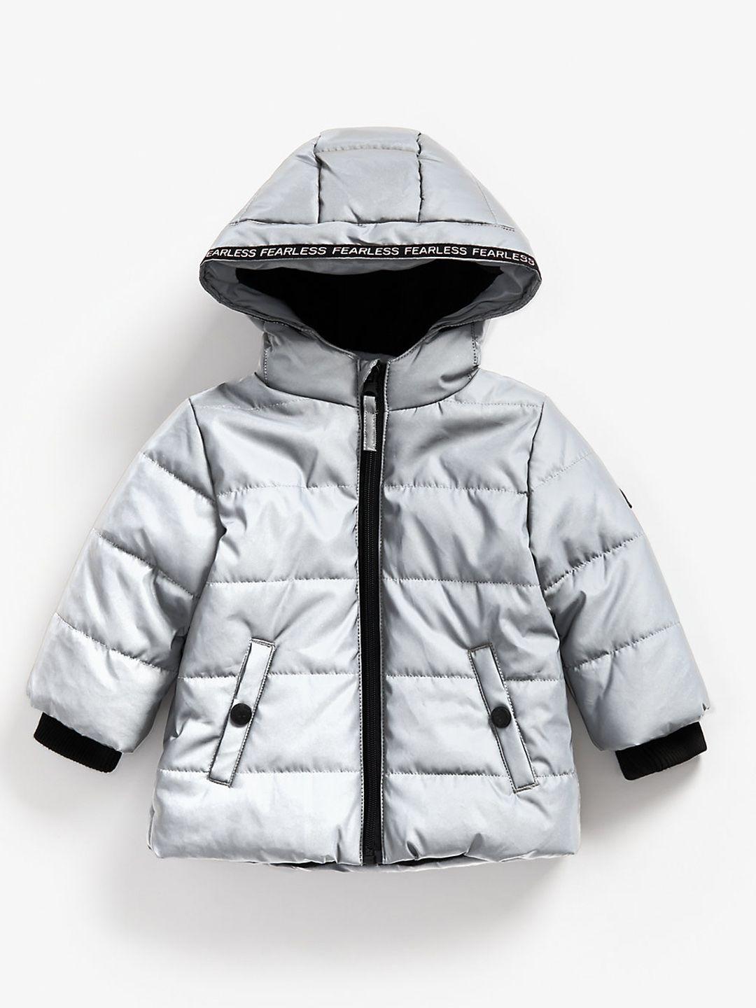 mothercare boys silver-toned hooded padded jacket