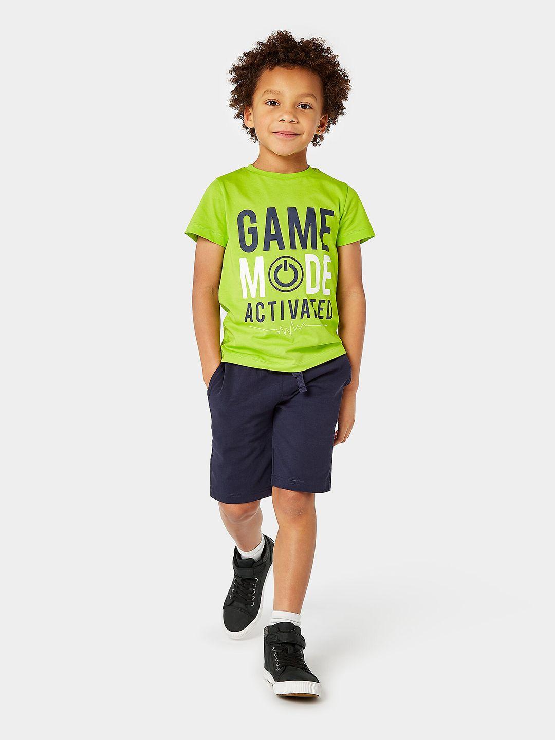 mothercare boys typography printed t-shirt with shorts