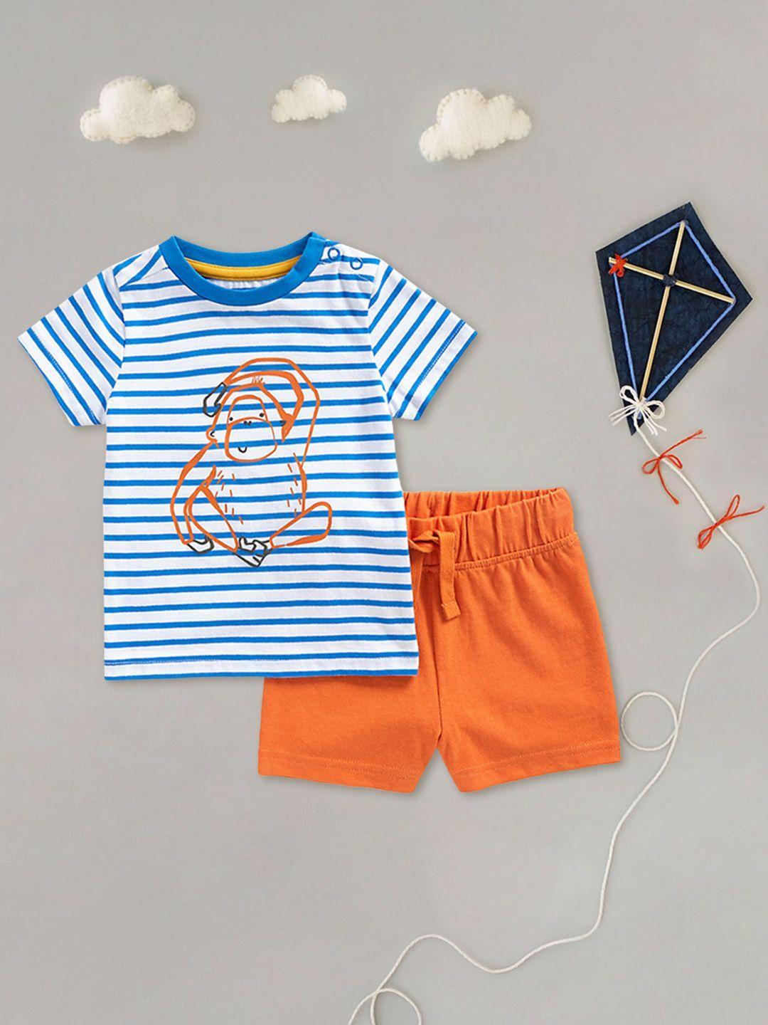 mothercare-boys-white-&-orange-striped-t-shirt-with-shorts