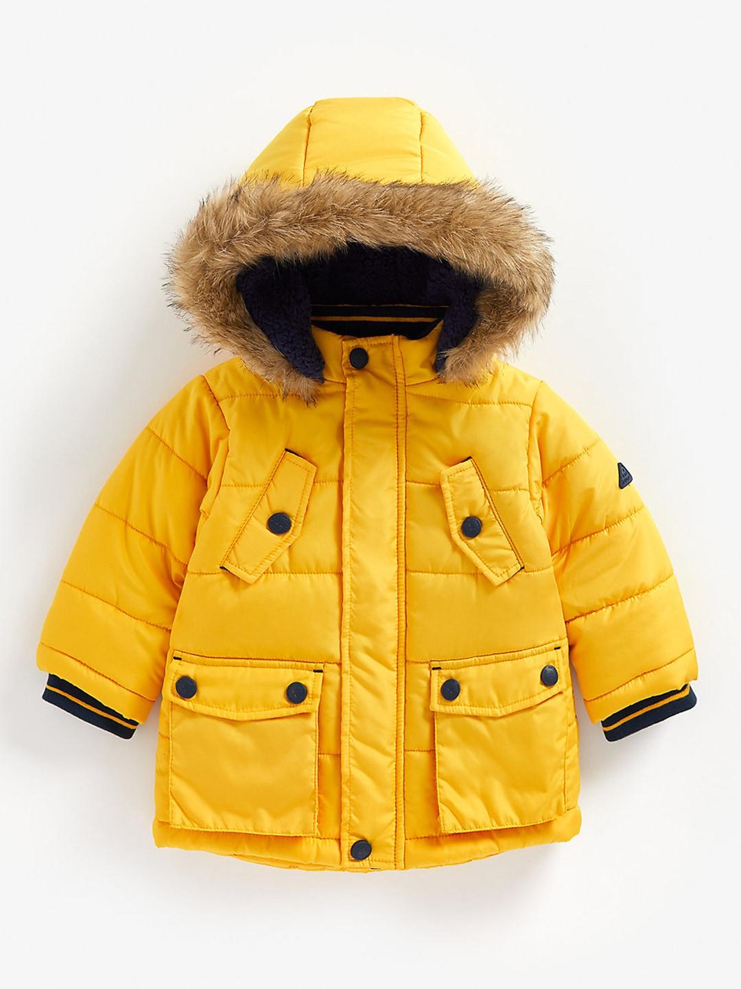 mothercare boys yellow hooded padded jacket