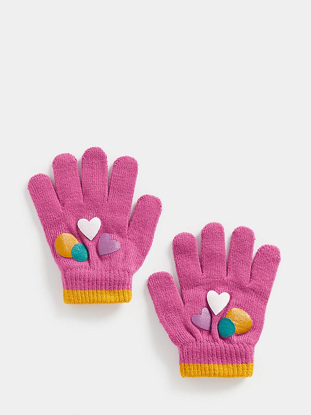 mothercare girls heart embellished winter gloves