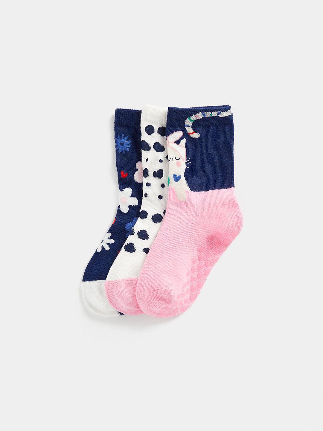 mothercare girls pack of 3 patterned pure cotton ankle-lengthsocks
