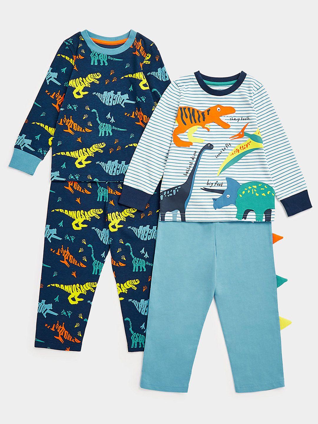 mothercare infant boys blue pack of 2 pyjama set