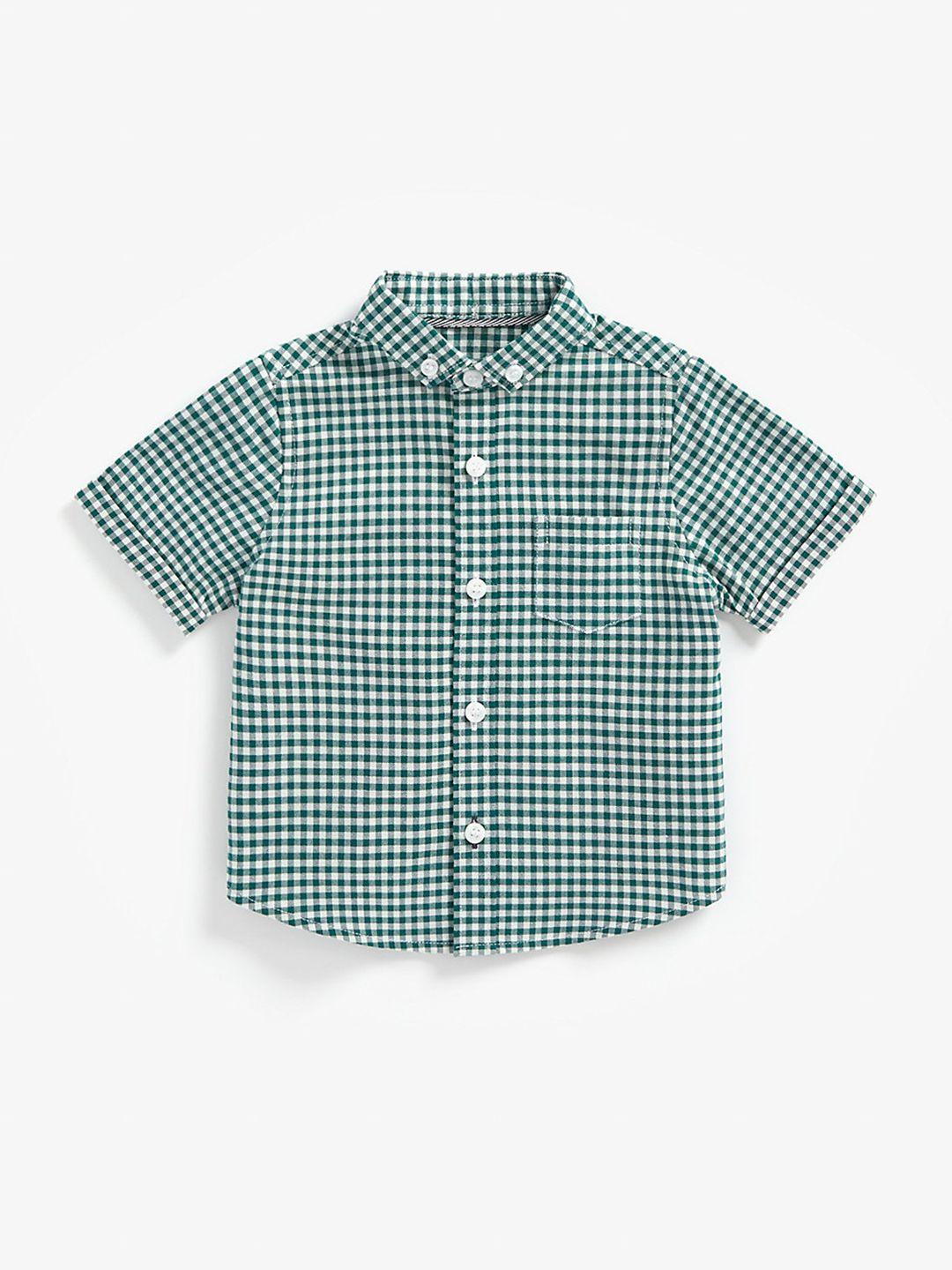 mothercare infant boys green checked pure cotton casual shirt