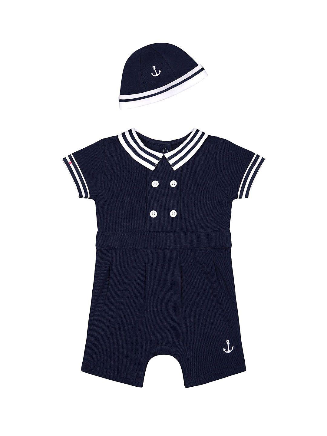 mothercare infant boys sailor style pure cotton rompers with cap