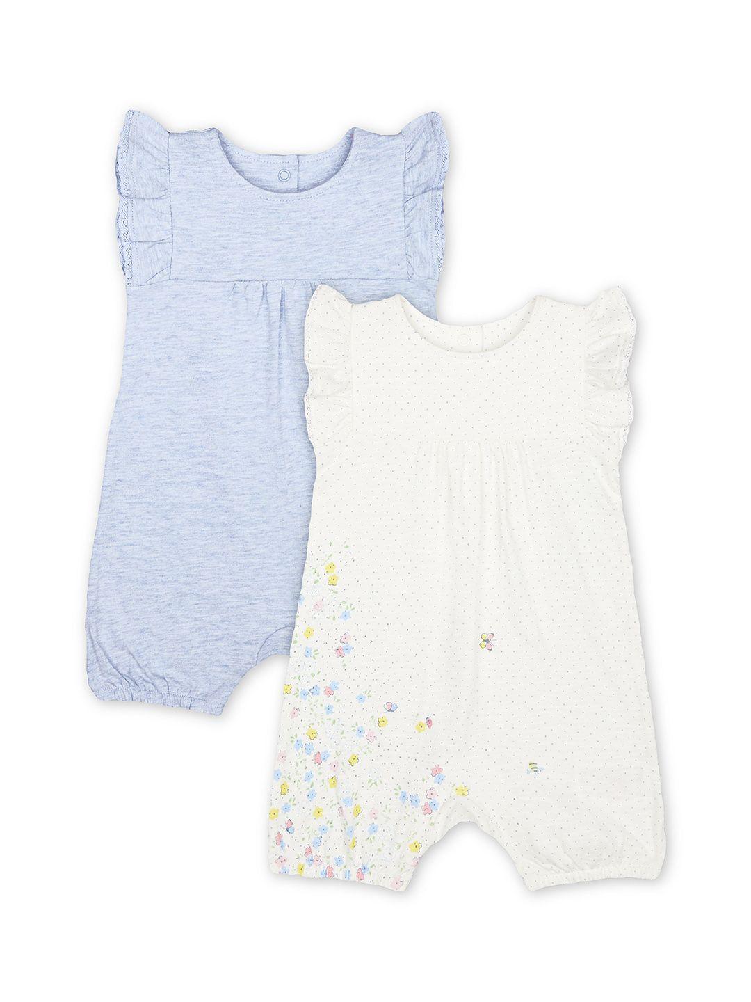 mothercare infant girls pack of 2 pure cotton rompers