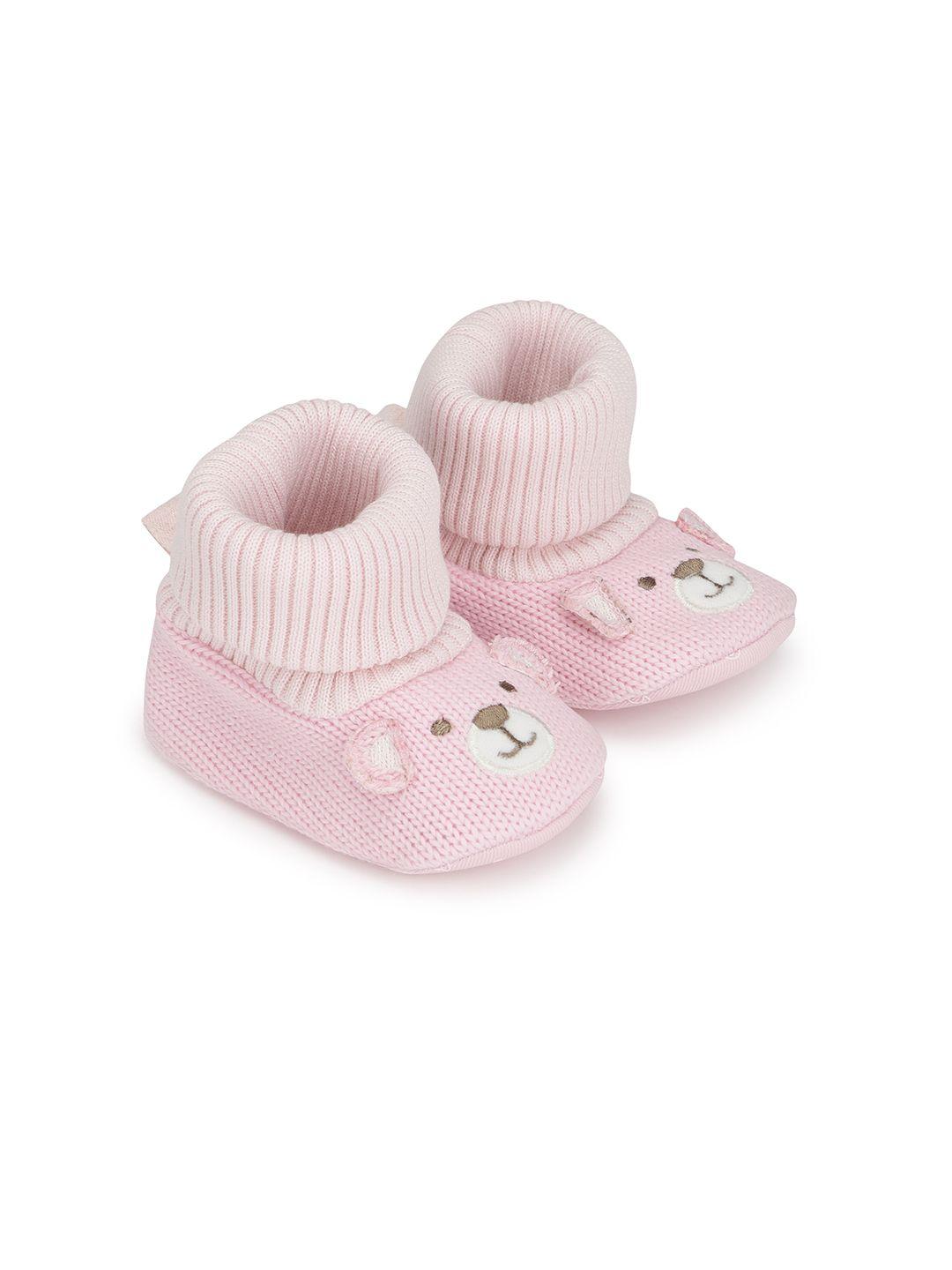 mothercare infant girls pink socktop bear embroidered booties