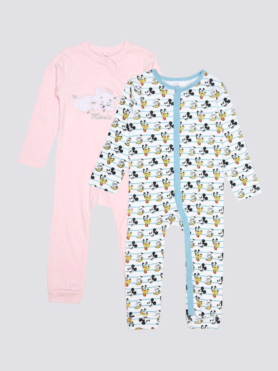 mothercare infant kids pack of 2 printed pure cotton rompers