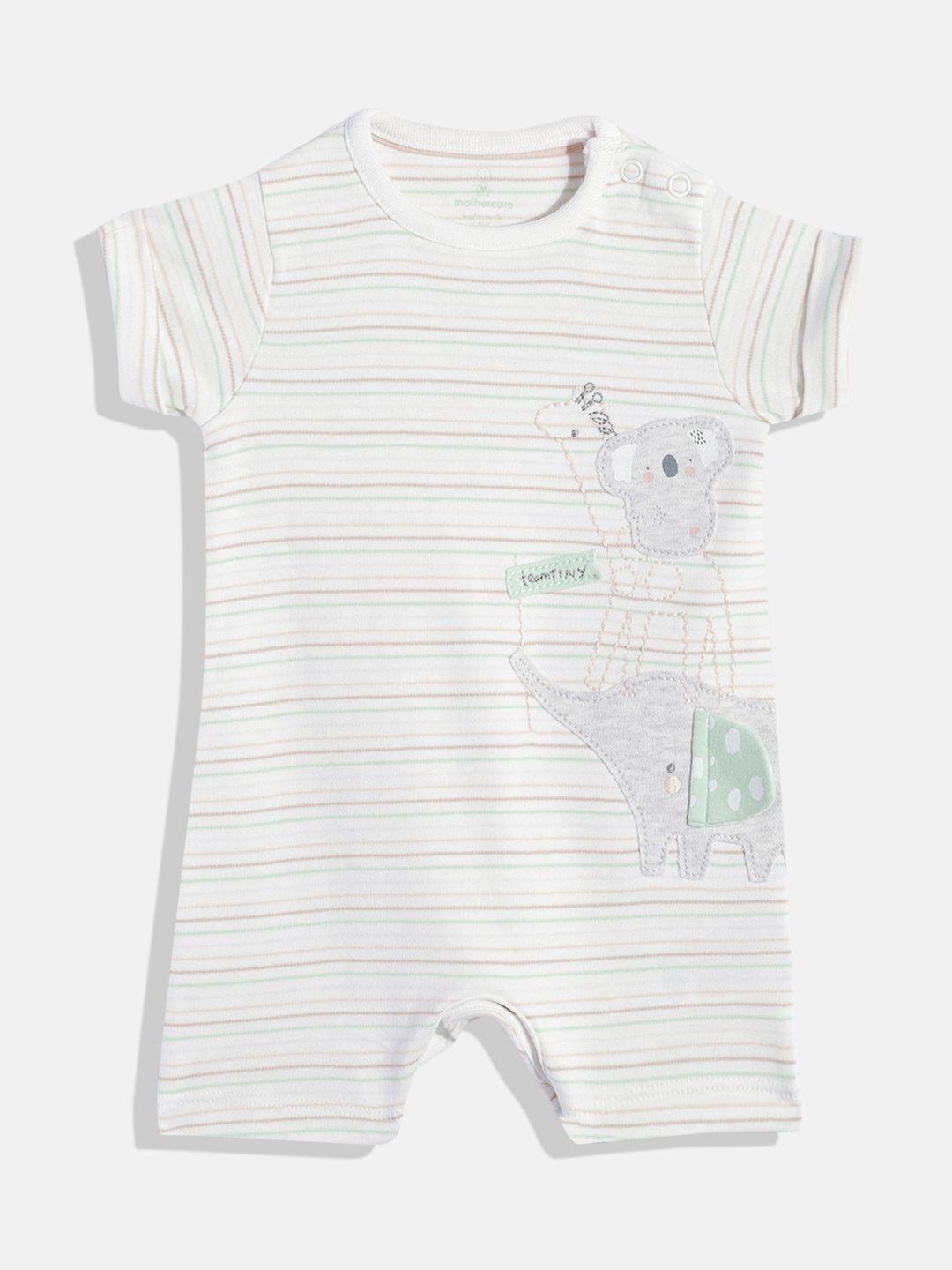 mothercare infant kids striped pure cotton rompers with applique detail