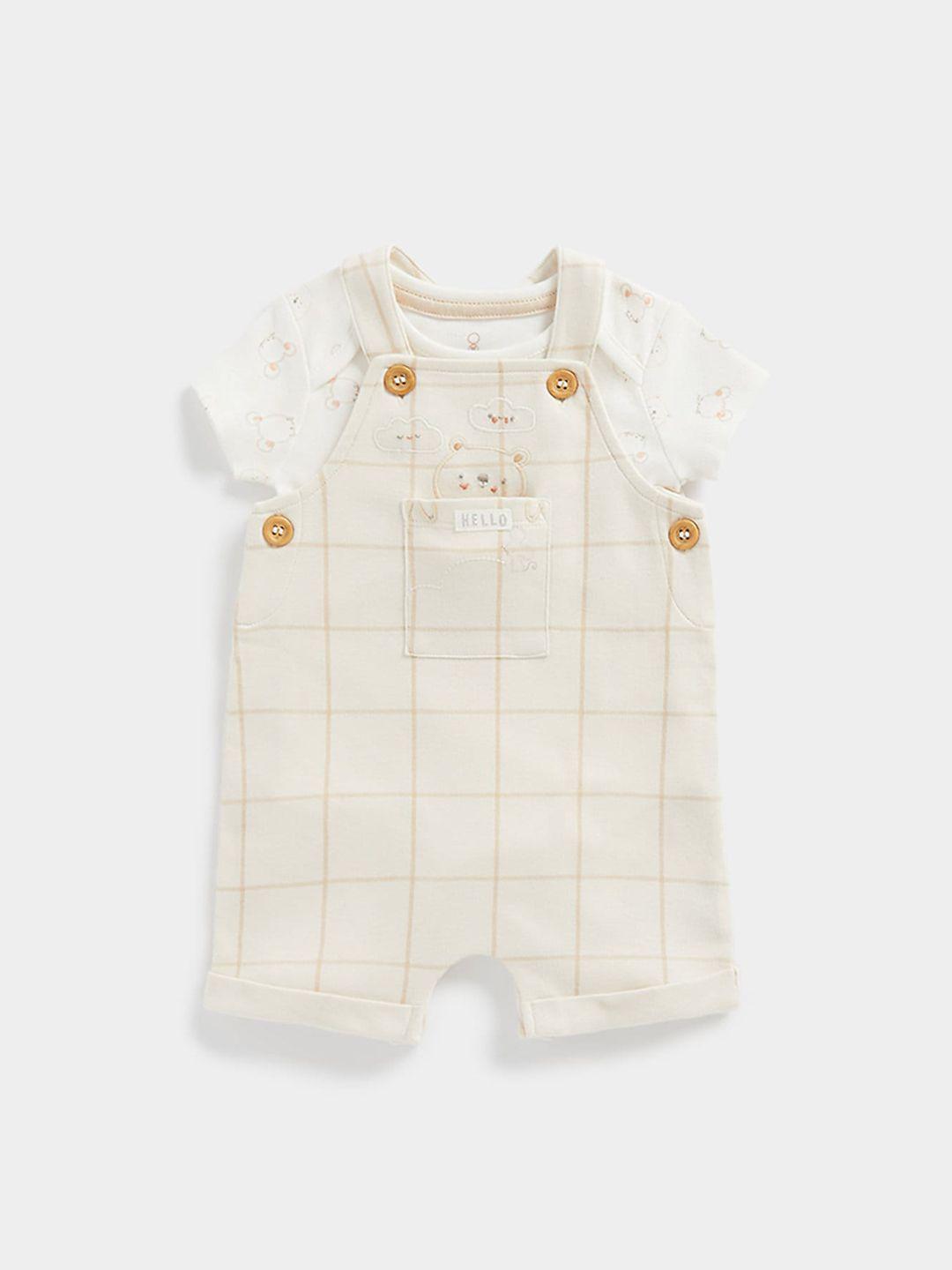 mothercare infants checked pure cotton dungaree with bodysuit