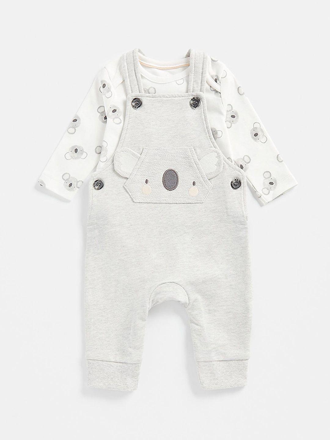 mothercare infants printed pure cotton dungarees with bodysuit