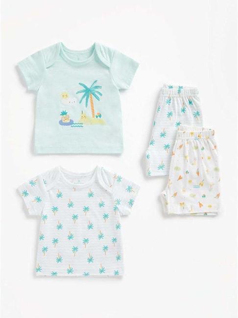 mothercare kids blue & white cotton printed t-shirt set (pack of 2)