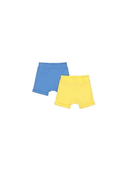 mothercare kids blue & yellow solid shorts (pack of 2)