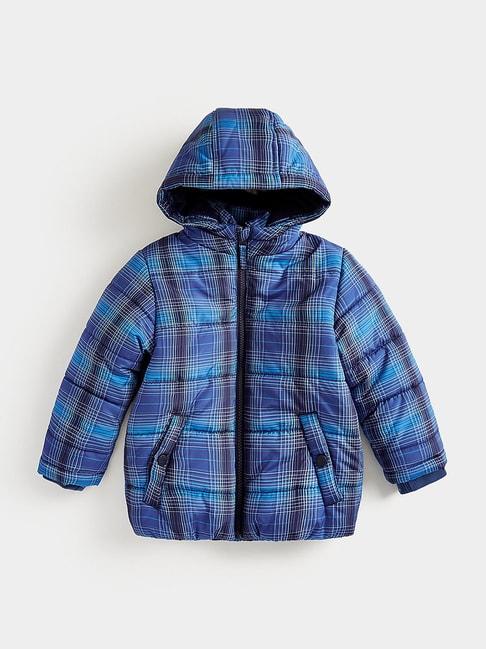 mothercare kids blue checks full sleeves padded jacket